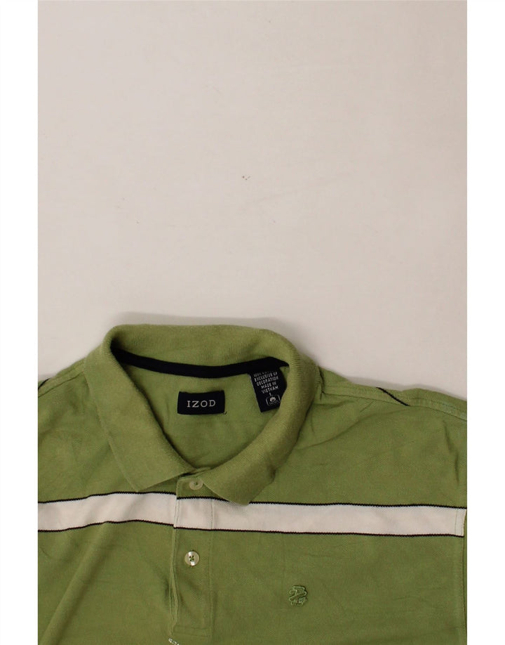 IZOD Mens Polo Shirt Large Green Striped Cotton Vintage Izod and Second-Hand Izod from Messina Hembry 