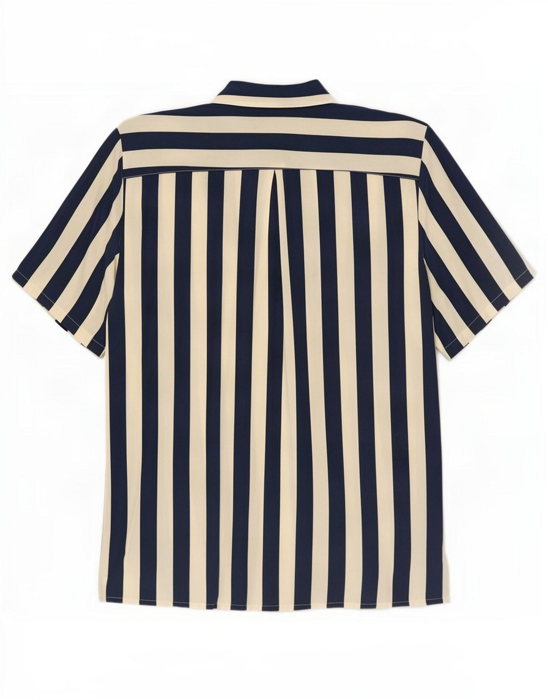 Vintage Womens Short Sleeve Shirt Blouse IT 42 Medium Navy Blue Striped
