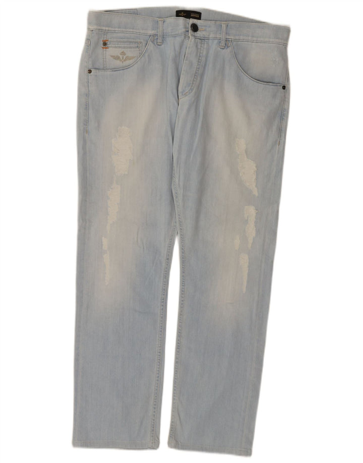 Dekker Dame Distressed Straight Jeans W36 L29 Blå Bomuld
