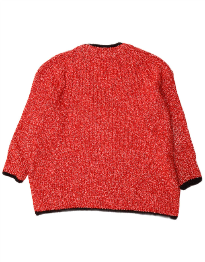 Marks & Spencer Damen-Pullover mit V-Ausschnitt, UK 16, Größe L, Rot, Polyester