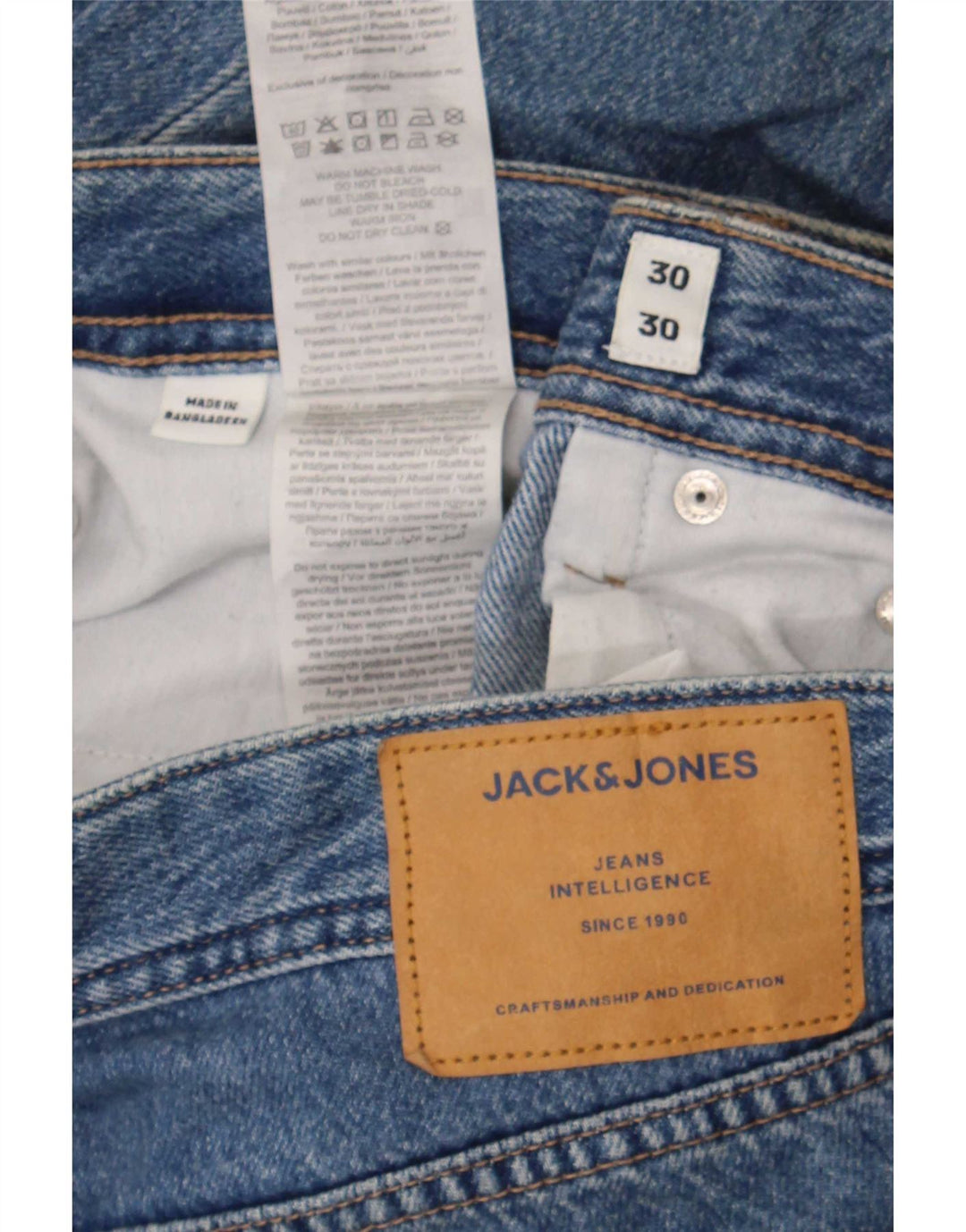 Jack & Jones Mens Straight Jeans W30 L30 Blue Cotton