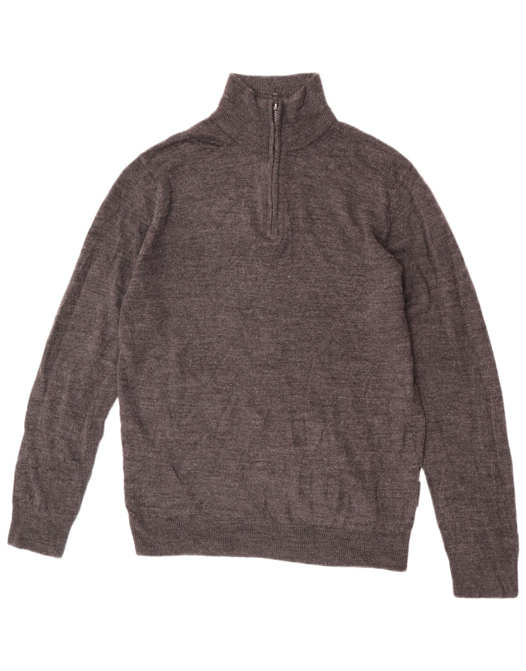 French Connection Mens Zip Neck Jumper Sweater Large Grey Flecked Acrylic