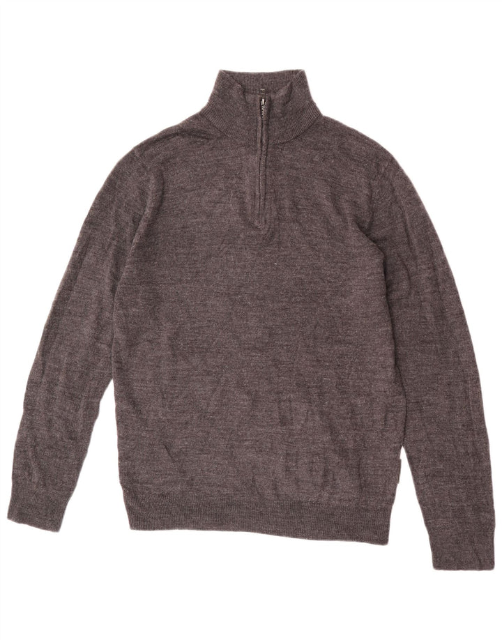 French Connection Mens Zip Neck Jumper Sweater Large Grey Flecked Acrylic