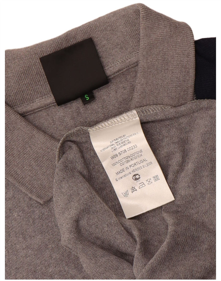 Bikkembergs Mens Polo Shirt Small Grey Colourblock Cotton