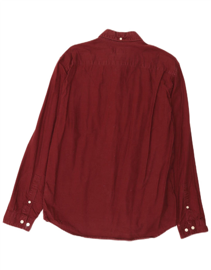Jack Wills Mens Slim Fit Shirt Medium Burgundy Cotton