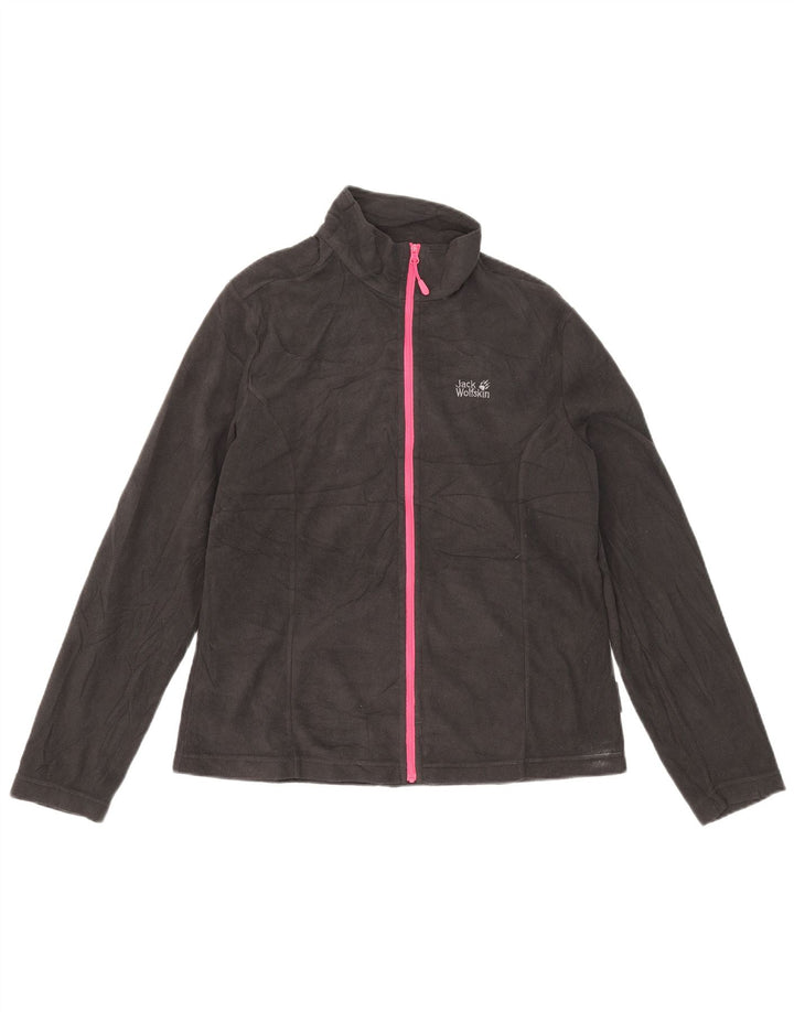 Jaqueta de lã feminina Jack Wolfskin Reino Unido 14/16 grande poliéster preto