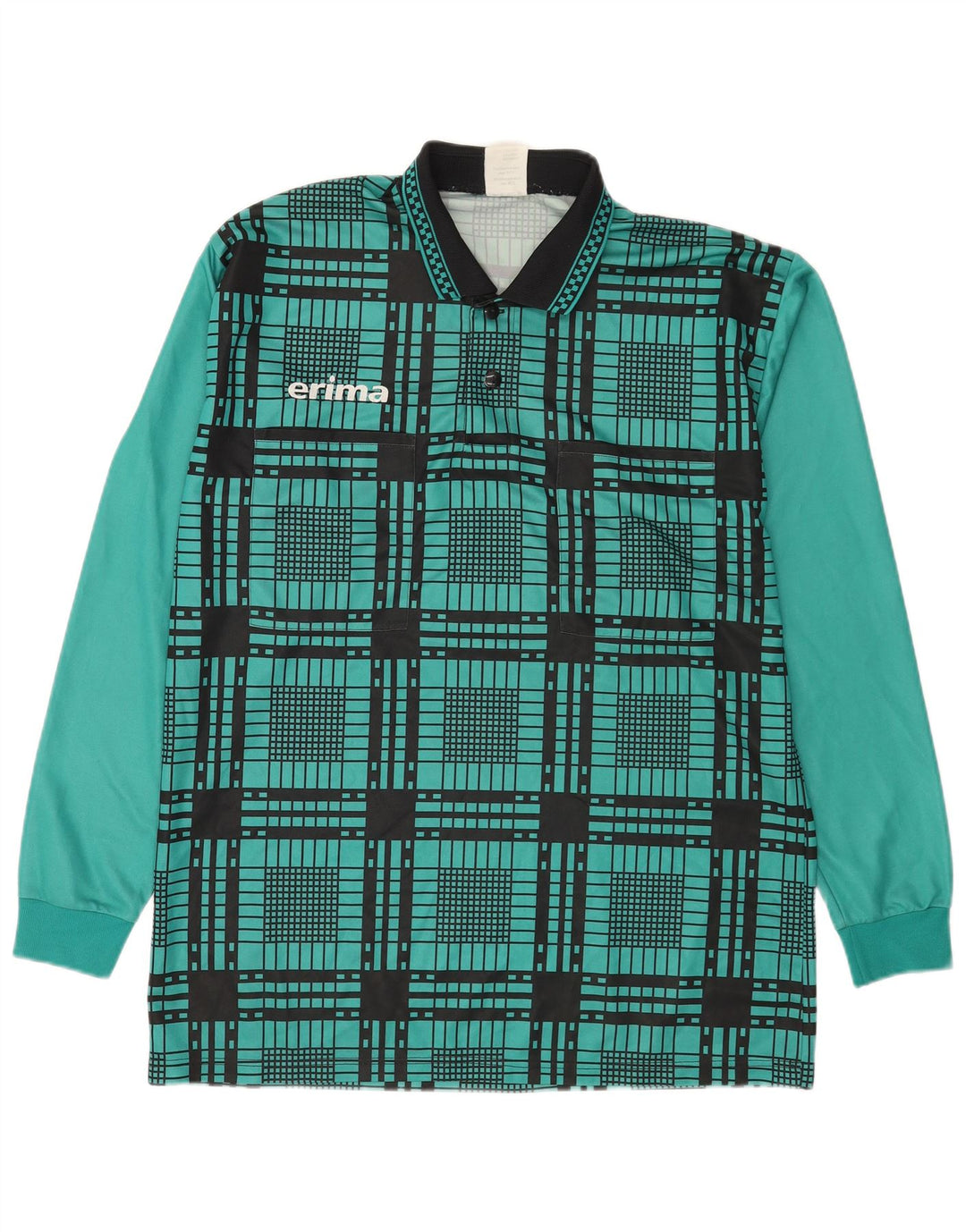 Erima Herren-Langarm-Poloshirt XL, grün kariertes Polyester