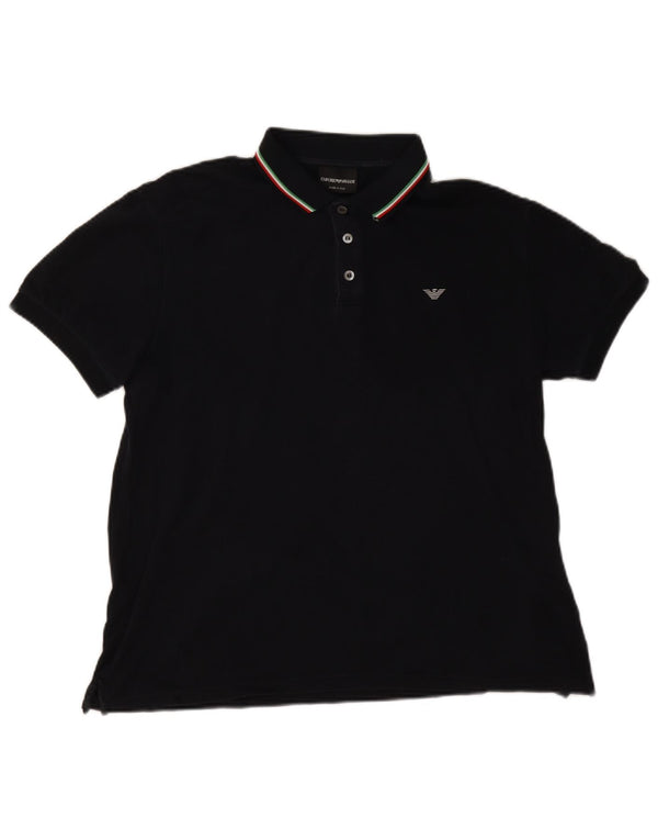 Emporio Armani Mens Polo Shirt Large Navy Blue Cotton