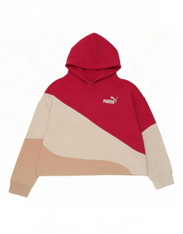 Puma Girls Crop Hoodie Jumper 9-10 år Flerfarvet Colourblock