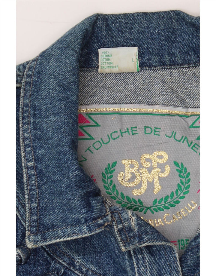 BIANCA MARIA CASELLI Womens Denim Jacket UK 16 Large Blue Cotton Vintage Bianca Maria Caselli and Second-Hand Bianca Maria Caselli from Messina Hembry 