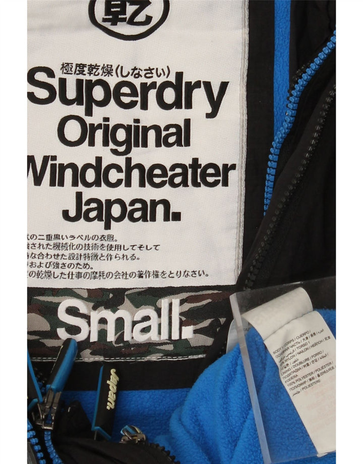 SUPERDRY Mens Windcheater Hooded Windbreaker Jacket UK 36 Small Black