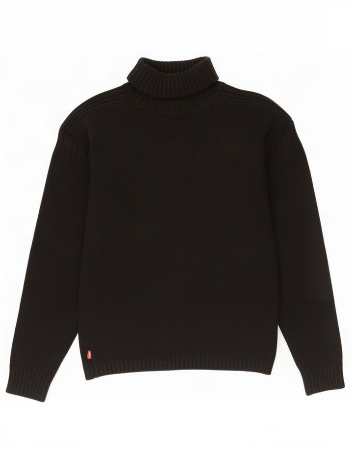 Maglione maglione a collo alto da donna Levi's UK 14 Lana d'agnello nera media