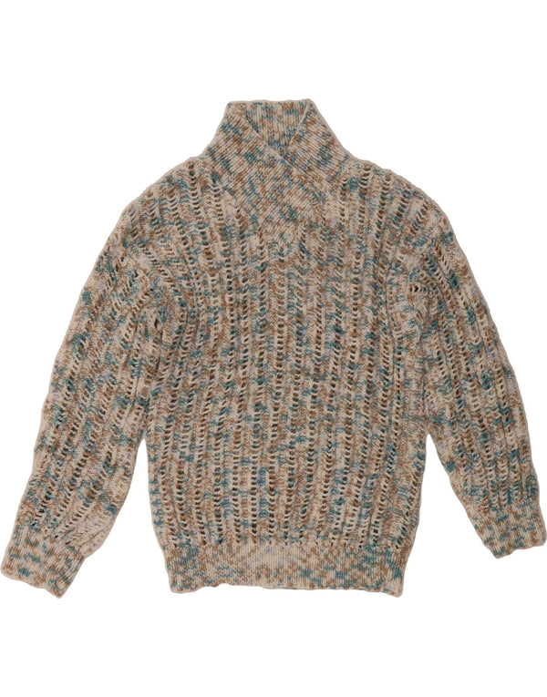 VINTAGE Womens Shawl Neck Jumper Sweater UK 14 Medium Multicoloured