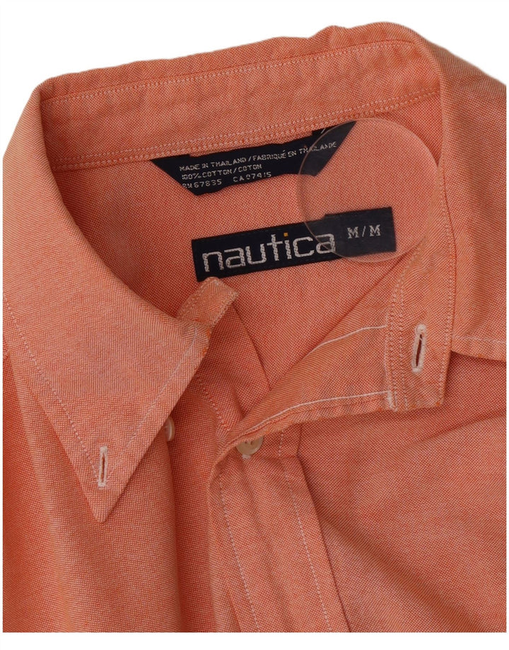 Nautica Mens Shirt Medium Orange Cotton