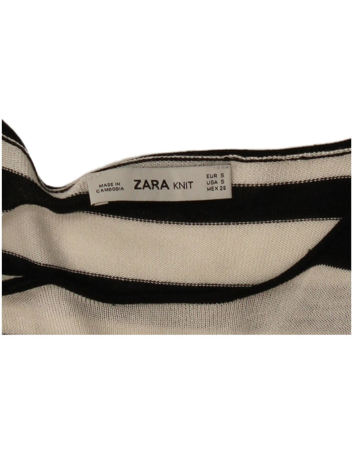 Zara Womens Longline Oversized Blouse Top UK 10 Small White Striped