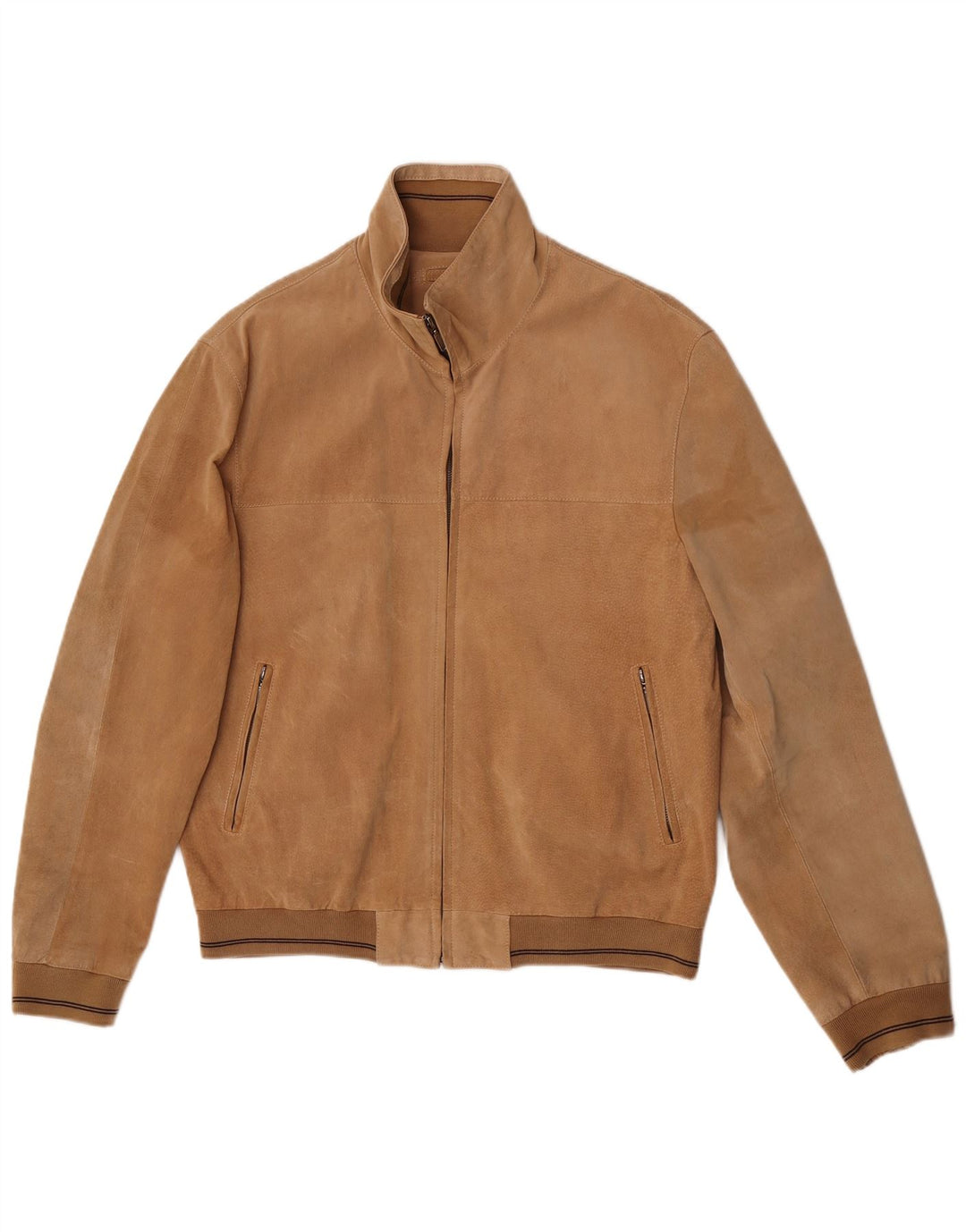 Vintage Mens Suede Bomber Jacket IT 50 Large Brown Leather