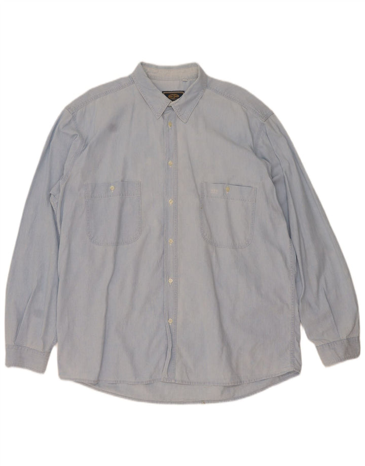 VINTAGE Mens Shirt XL Blue Cotton