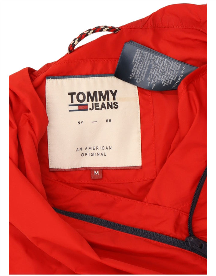 Tommy Hilfiger Regnjakke med hætte til mænd UK 38 Medium Rød Polyamid