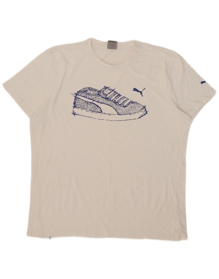Puma Mens Graphic T-Shirt Top 2XL White Cotton