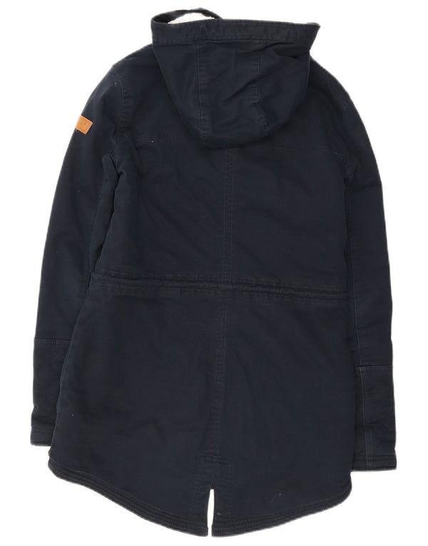 Giacca Hollister Sherpa Parka da donna con cappuccio UK 6 XS Blu Navy Cotone