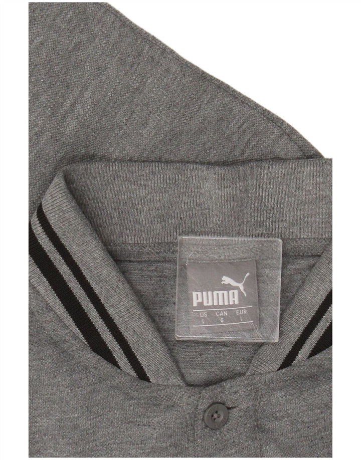 Puma Mens Graphic Polo Shirt Large Grey