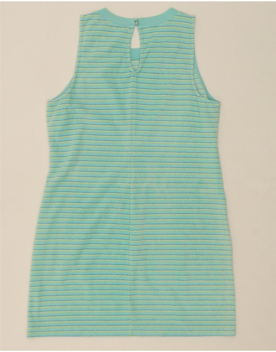 BENETTON Womens Sleeveless Shift Dress UK 12 Medium Turquoise Striped Vintage Benetton and Second-Hand Benetton from Messina Hembry 