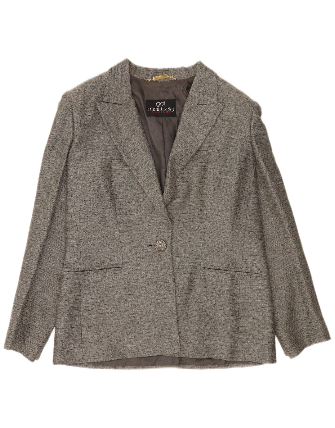 Gai Mattiolo Womens 1 Button Blazer Jacket UK 14 Medium Grey