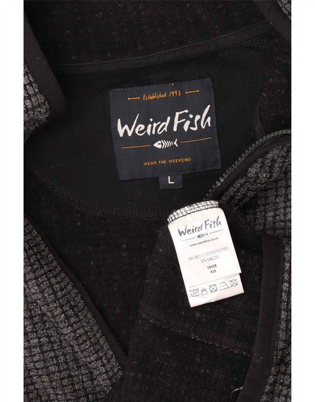 Jaqueta de lã masculina Weird Fish UK 40 poliéster cinza grande