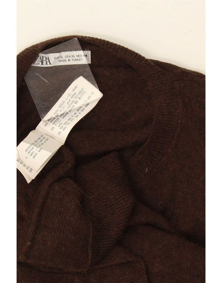 Zara Pull ras du cou pour homme XL Marron Viscose
