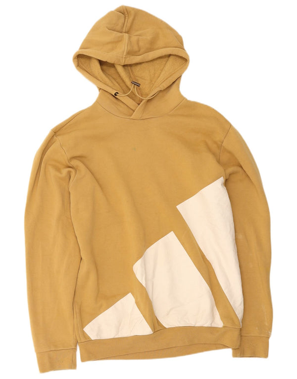 Maglione con cappuccio grafico da uomo Adidas in cotone giallo medio