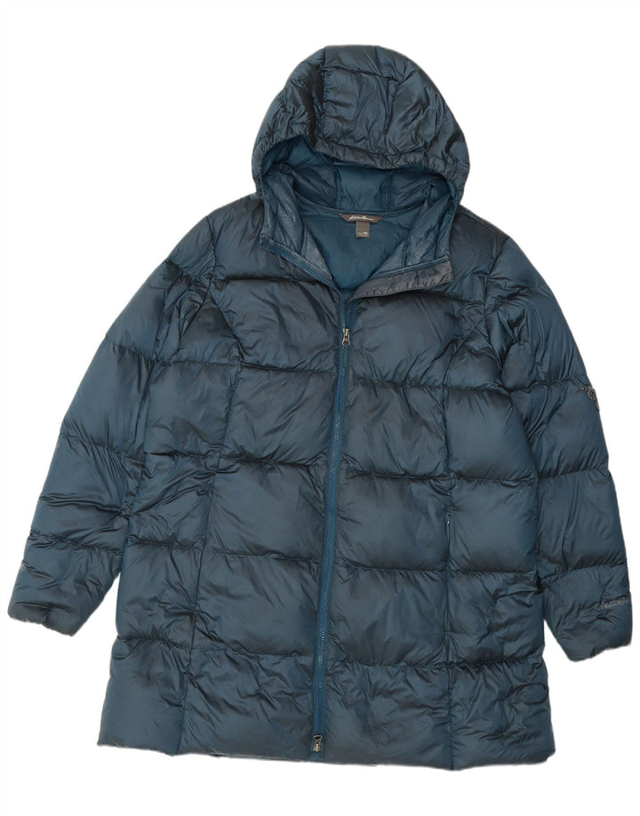 Eddie Bauer Womens Hooded Padded Jacket UK 20 2XL Blue Nylon