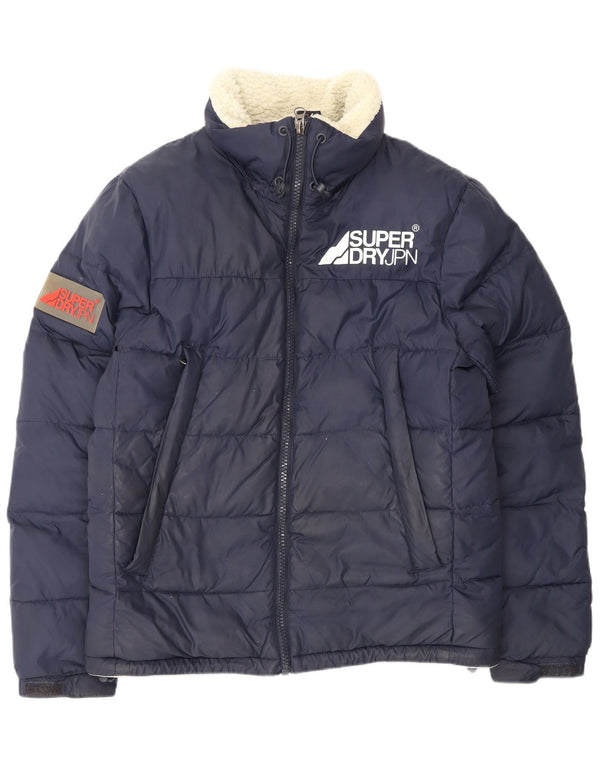 Superdry Veste matelassée graphique pour hommes UK 40 Large Bleu Marine Nylon