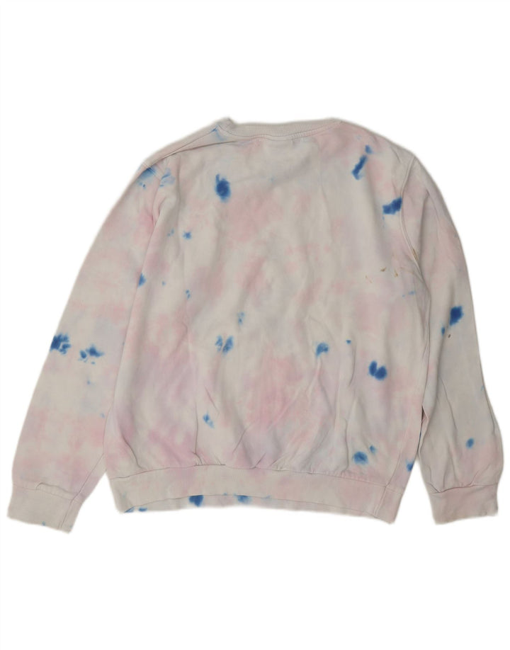 Ellesse Womens Graphic Sweatshirt Jumper UK 12 Medium White Tie Dye Cotton