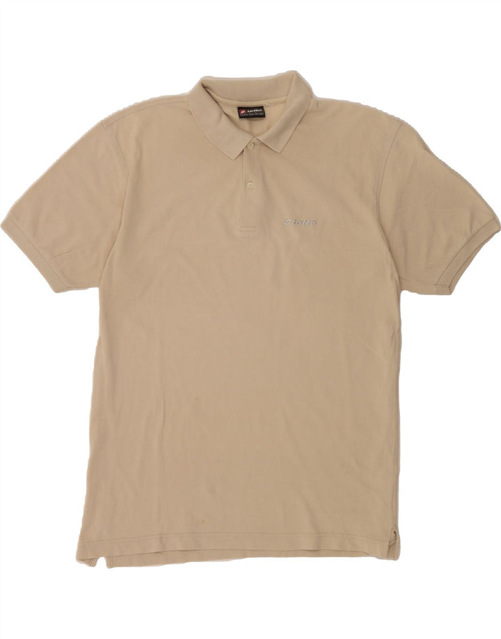 LOTTO Mens Polo Shirt Large Beige Cotton Vintage Lotto and Second-Hand Lotto from Messina Hembry 