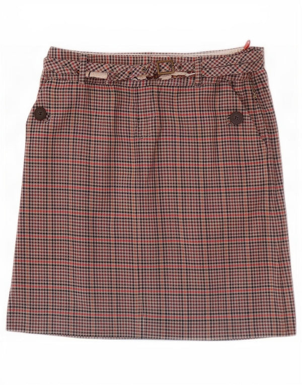 Minigonna da donna Ben Sherman piccola W27 in cotone a quadri marrone