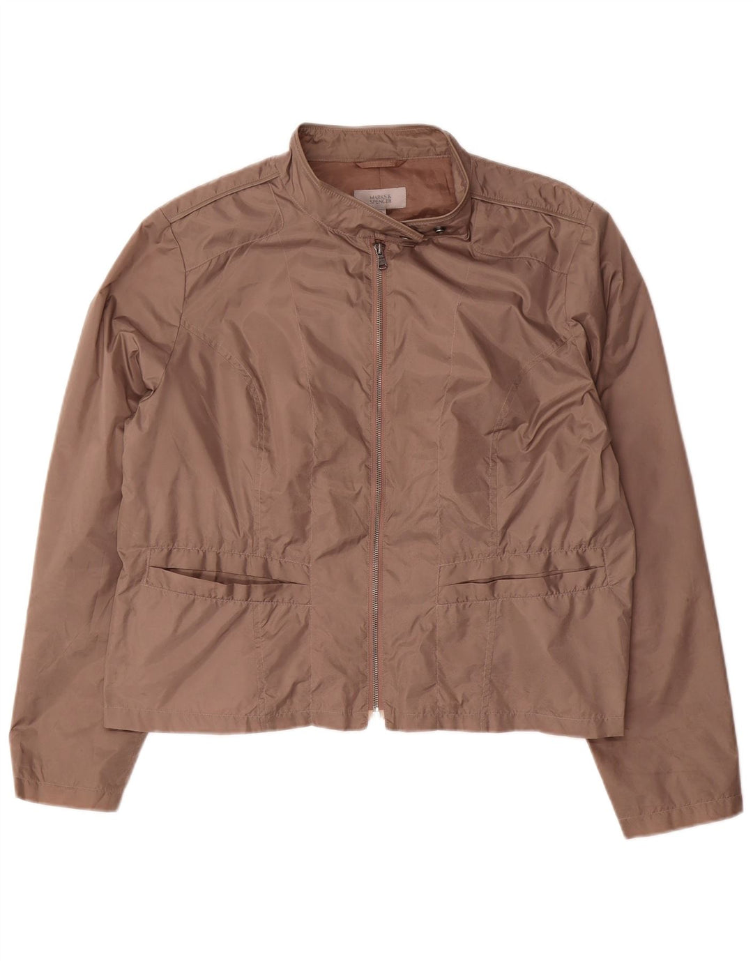 Marks & Spencer Womens Bomber Jacket UK 20 2XL Brown Polyamide