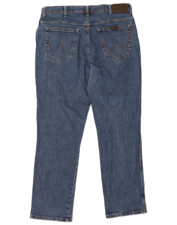 Wrangler Herre Regular Fit Straight Jeans W38 L32 Blå Bomuld