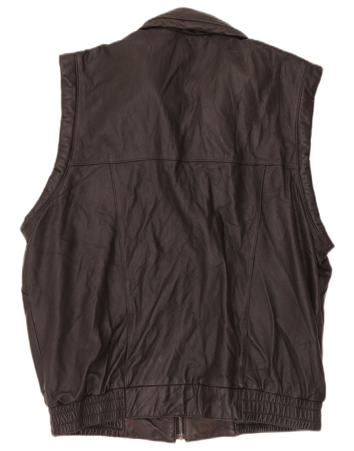 PRINCE Mens Leather Gilet IT 54 2XL Black Leather