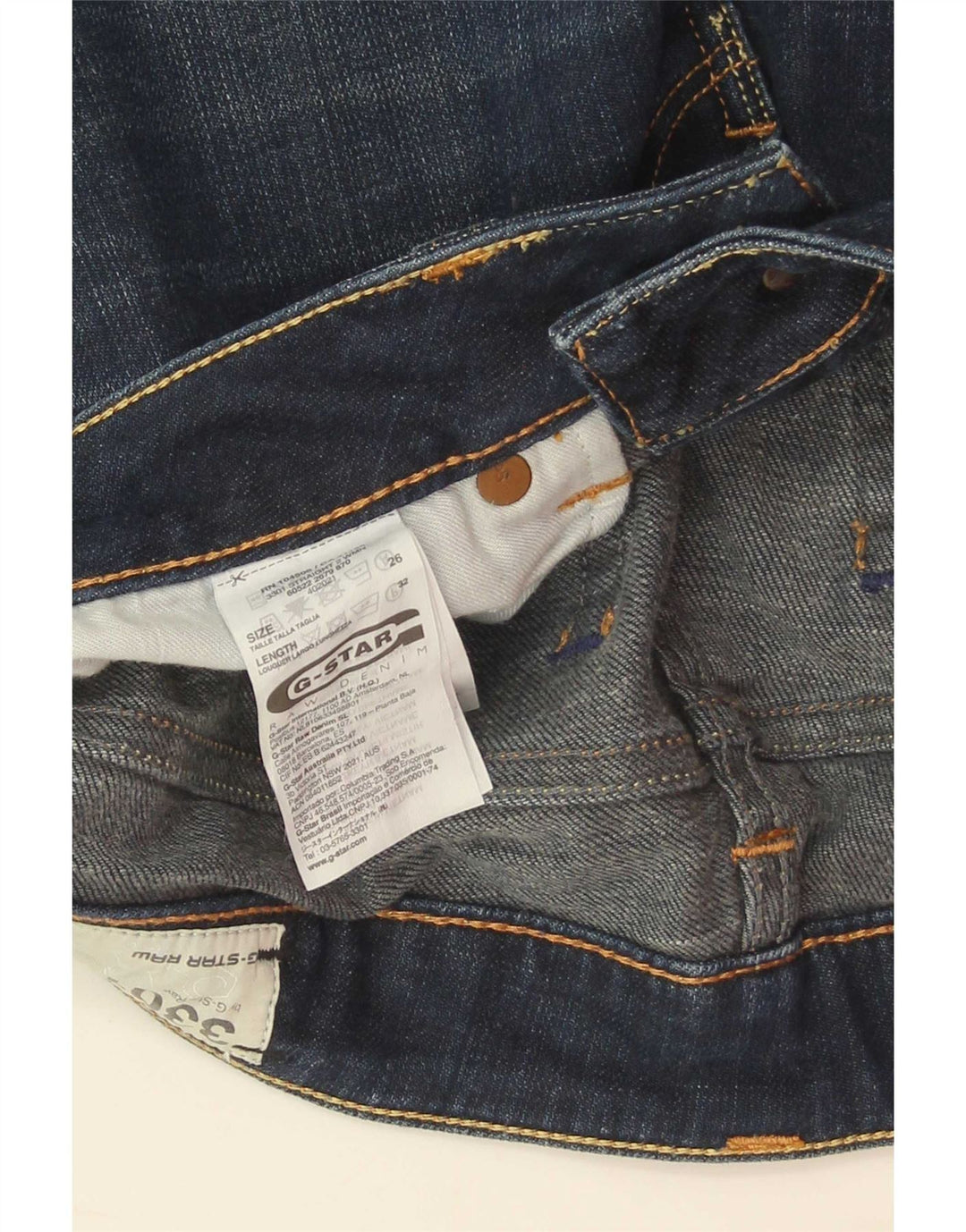 G-Star Womens 3301 Slim Jeans W26 L32 Blue Cotton
