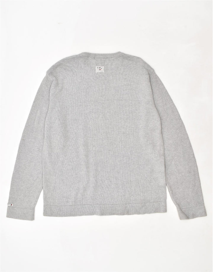 TOMMY HILFIGER Mens Graphic Sweatshirt Jumper Large Grey Cotton