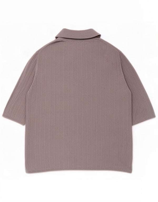 Zara Pulover pentru femei cu mâneci 3/4 cu gât polo, UK 14 Medium Gri Lyocell