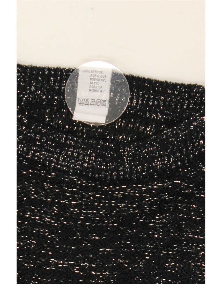 C & A Womens Boat Neck Jumper Sweater EU 40 Medium Black Flecked Acrylic