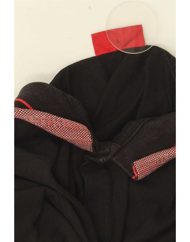 Hugo Boss Mens Polo Shirt Large Black Striped Cotton