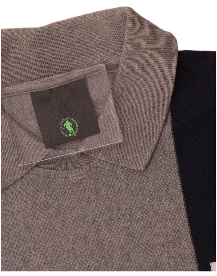 Bikkembergs Mens Polo Shirt Small Grey Colourblock Cotton