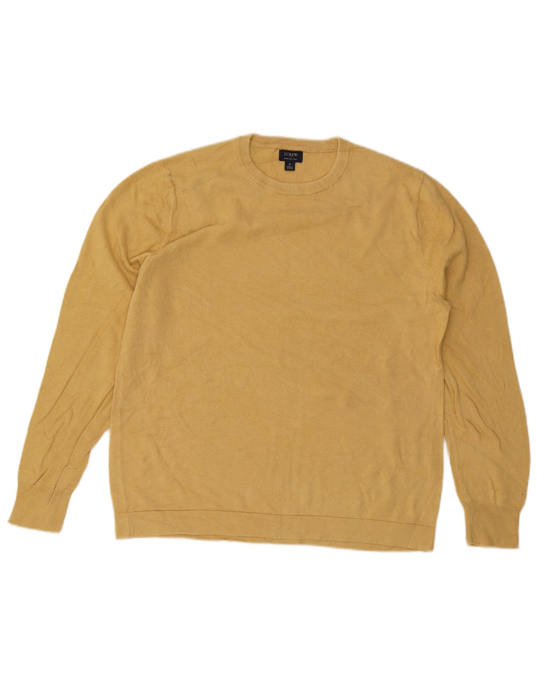 J. Crew Mens Crew Neck Jumper Sweater Small Yellow Cotton
