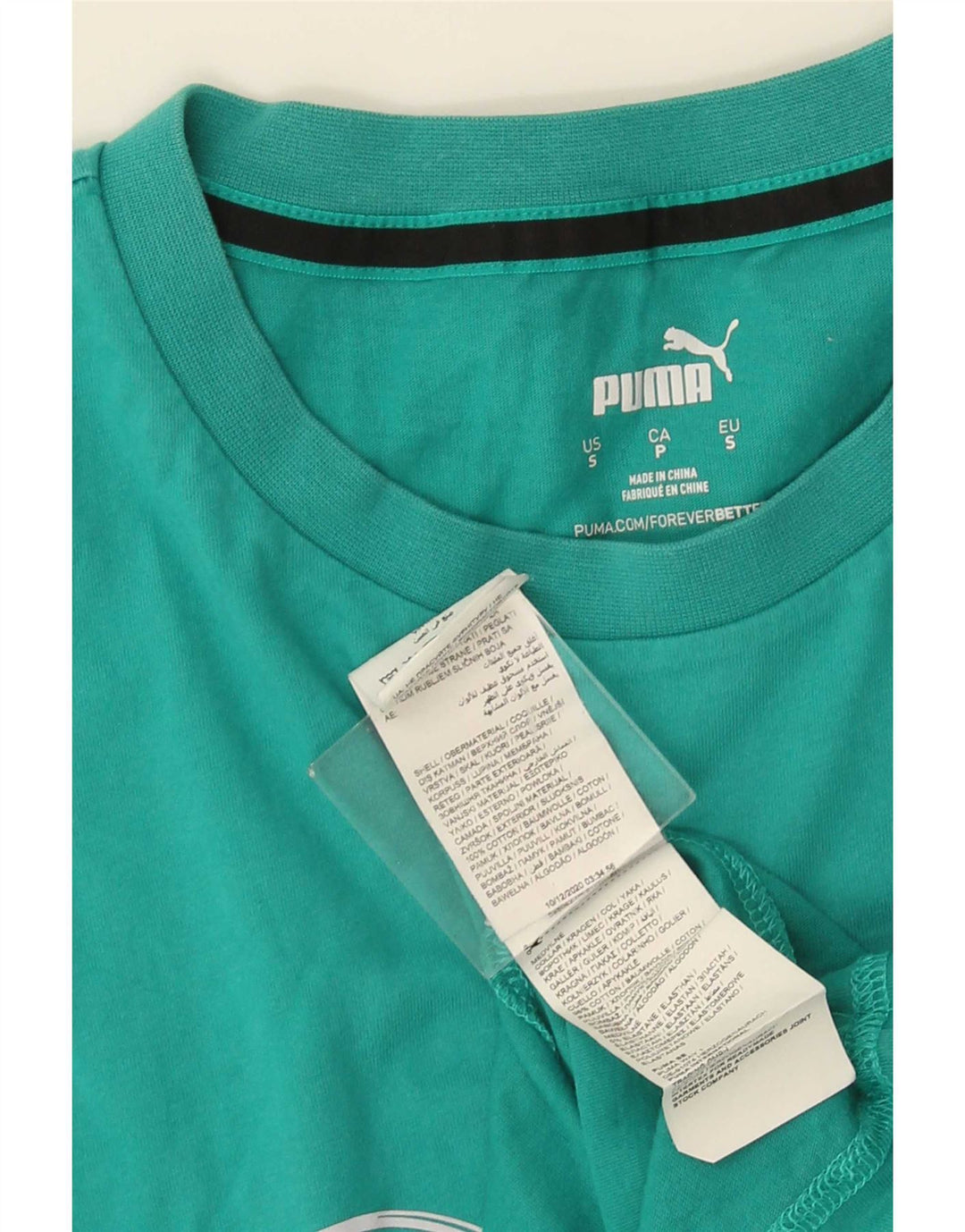 Puma Mens Graphic T-Shirt Top Small Turquoise Cotton