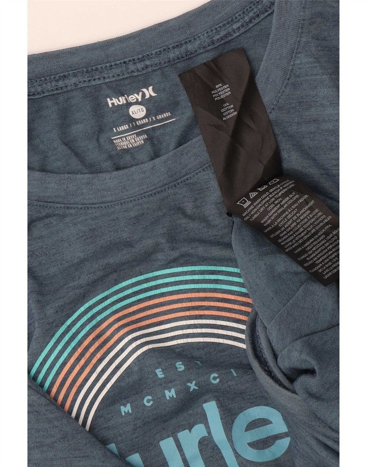 Hurley Mens Graphic T-Shirt Top XL Blue Polyester