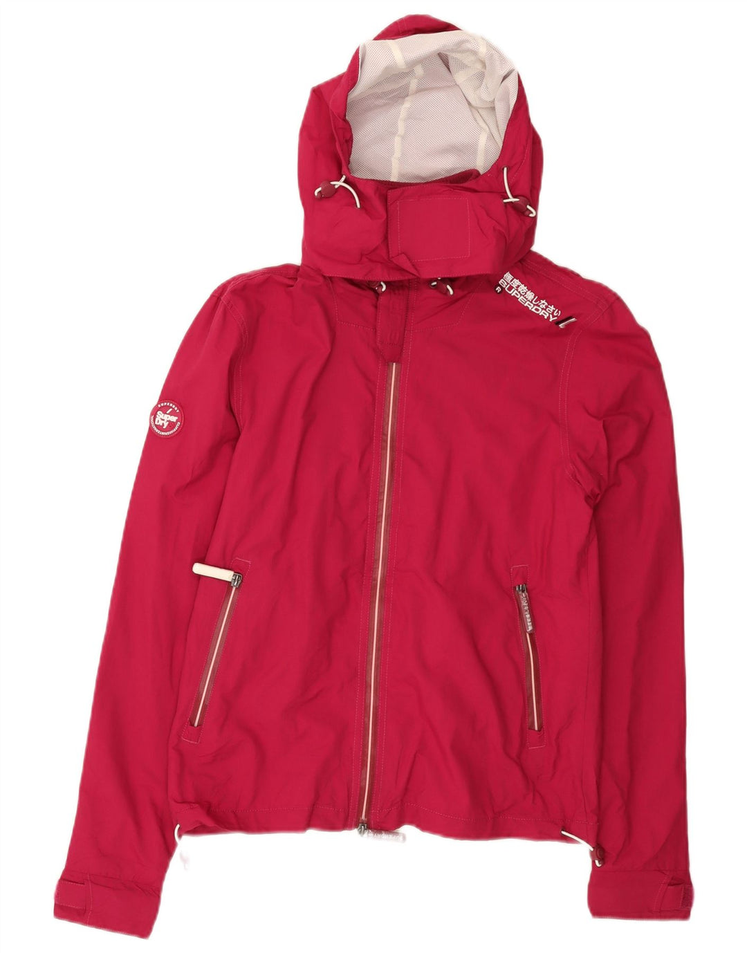 SUPERDRY Womens Hooded Rain Jacket UK 10 Small Red Nylon