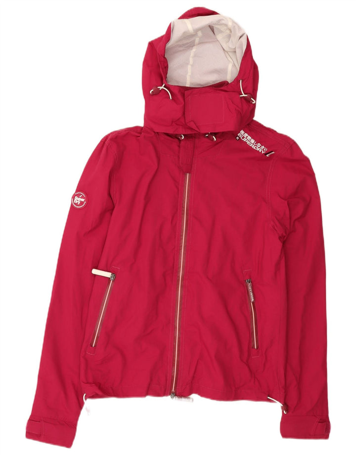 SUPERDRY Womens Hooded Rain Jacket UK 10 Small Red Nylon