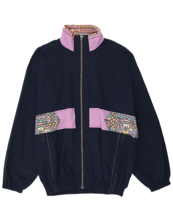 Vintage Womens Full Tracksuit UK 10 Small  Navy Blue Geometric Polyamide